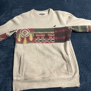 Pendleton Red and Cream Crewneck Sweater with Artistic Flair